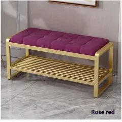 Entrance Changing Shoes Can Sit And Store Shoes Rack - Wine Red Velvet Pad - View 1
