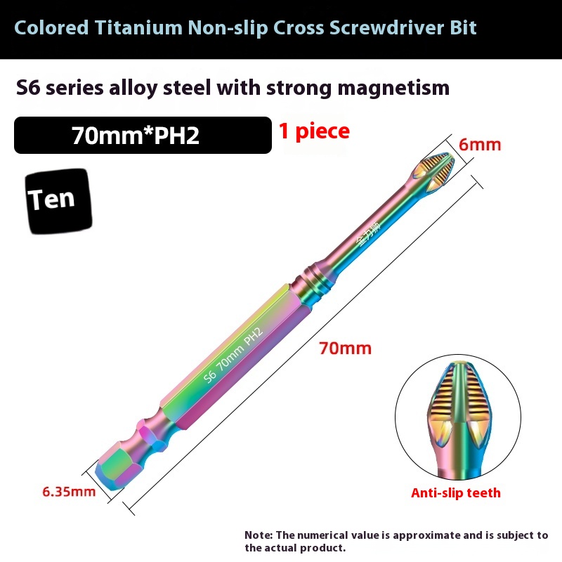 S6 Color Titanium Impact Anti-slip Cross Screwdriver Head
