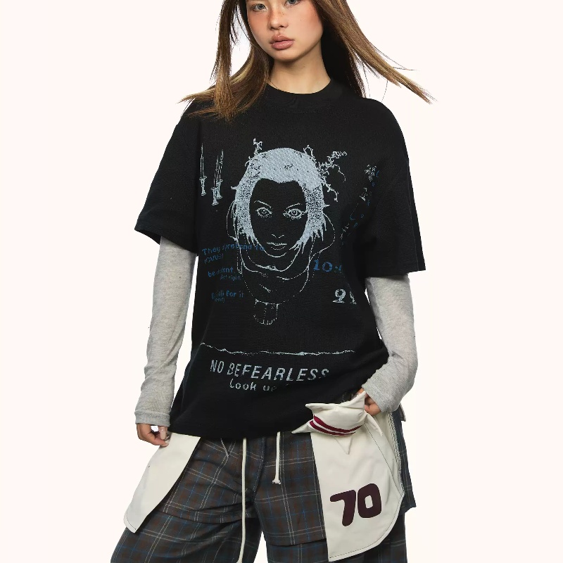 Women's Printed Round Neck Short-sleeved T-shirt Summer New Loose