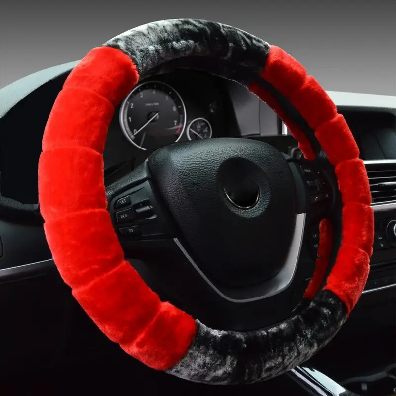 Short Plush Steering Wheel Cover For Use In Winter Universal Warm Winter