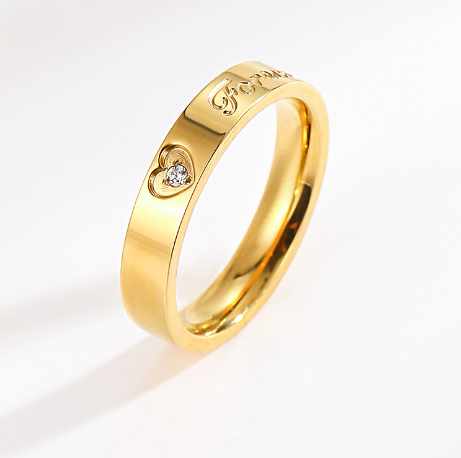 Titanium Steel 18K Gold-plated European And American Moissanite Couple Wedding Ring