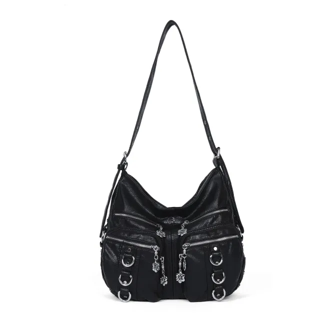 Women's Large Capacity Stylish Multi pocket Shoulder Handbag Black - Shop at LoveMi