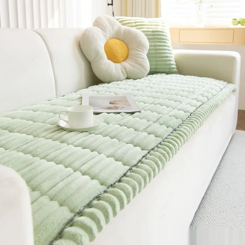 Corduroy Sofa Cushion Plush Cushion Simple Modern Non-slip Leather Sofa Cover