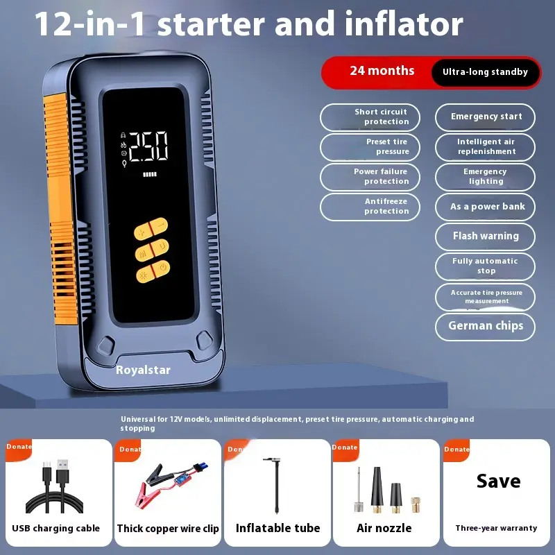 Automobile Emergency Start Power Source Vehicle AirPump All-in-one Machine