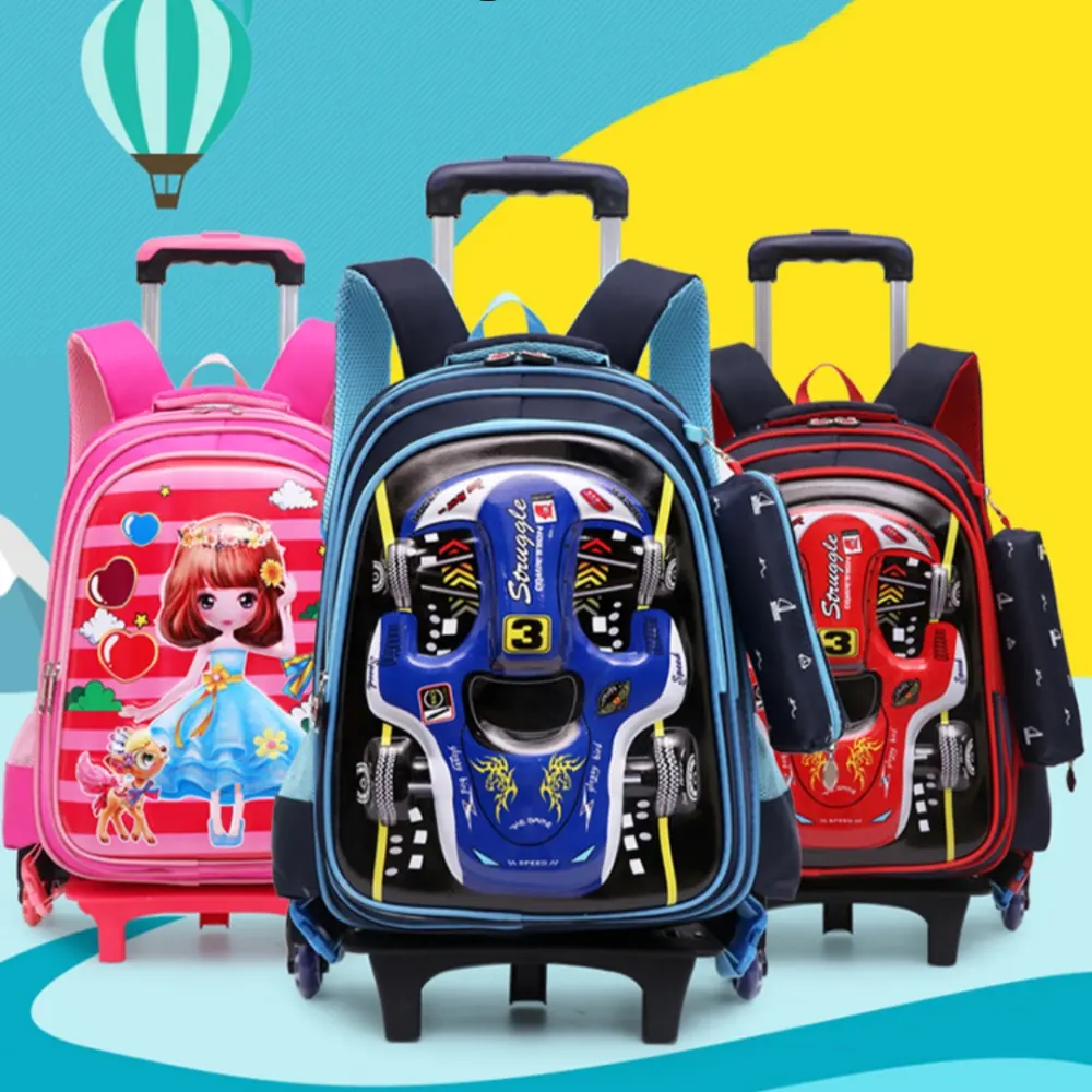 Trolley Primary School Waterproof 3D Car Detachable Burden Reduction
