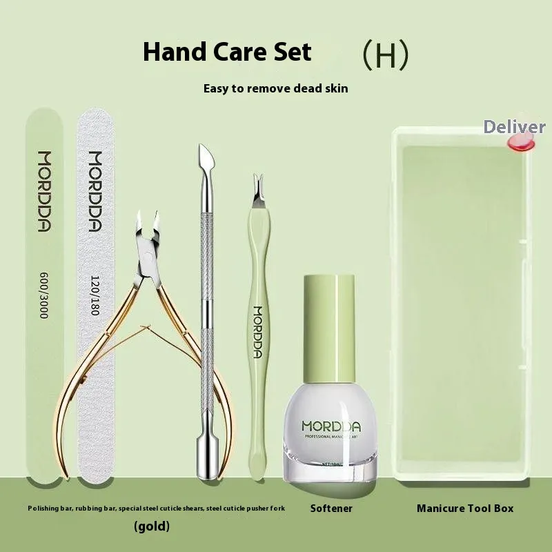 Nail Care Full Set Cuticle Nipper Steel Push Rub Polishing - Manicure Care Suit H