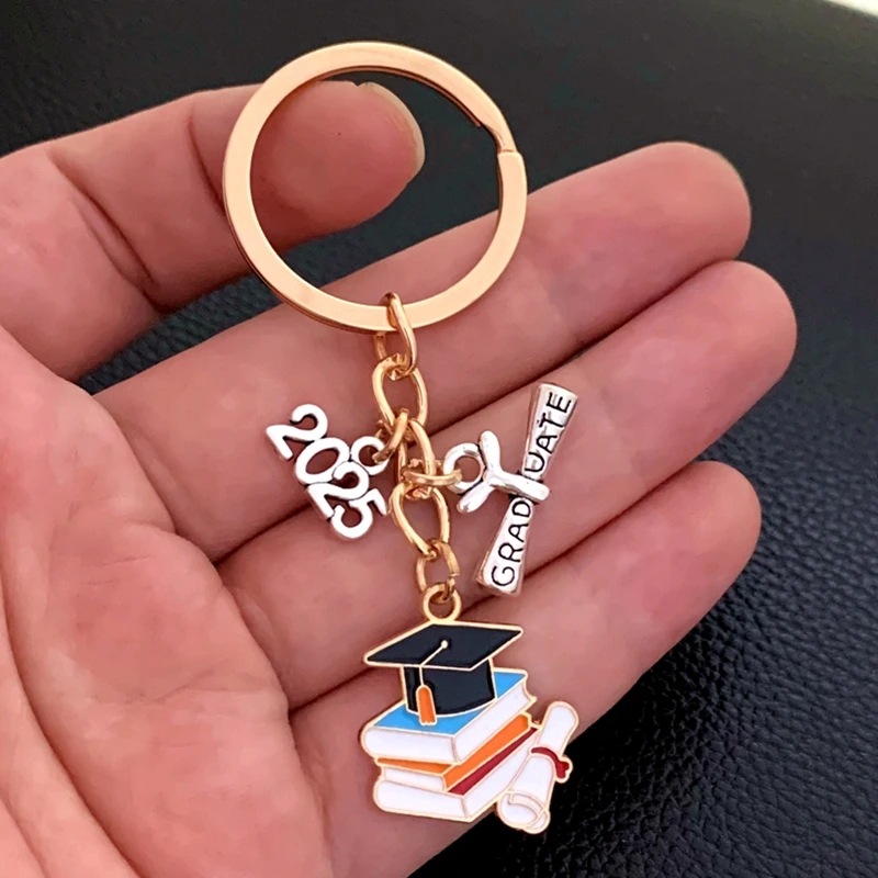 Doctorial Hat Alloy Dripping Pendant Keychain