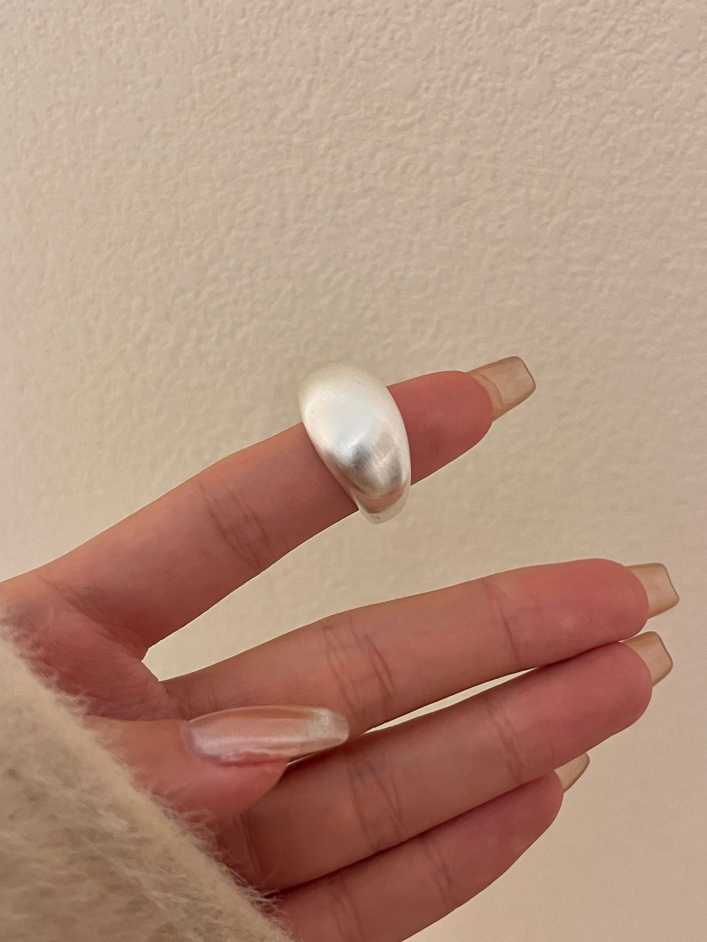Metal Brushed Matte Surface Wide Ring