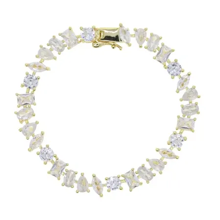 Ice Crystal Shiny Jewelry Women's Multi geometric Tennis Bracelet Gold - Shop at LoveMi