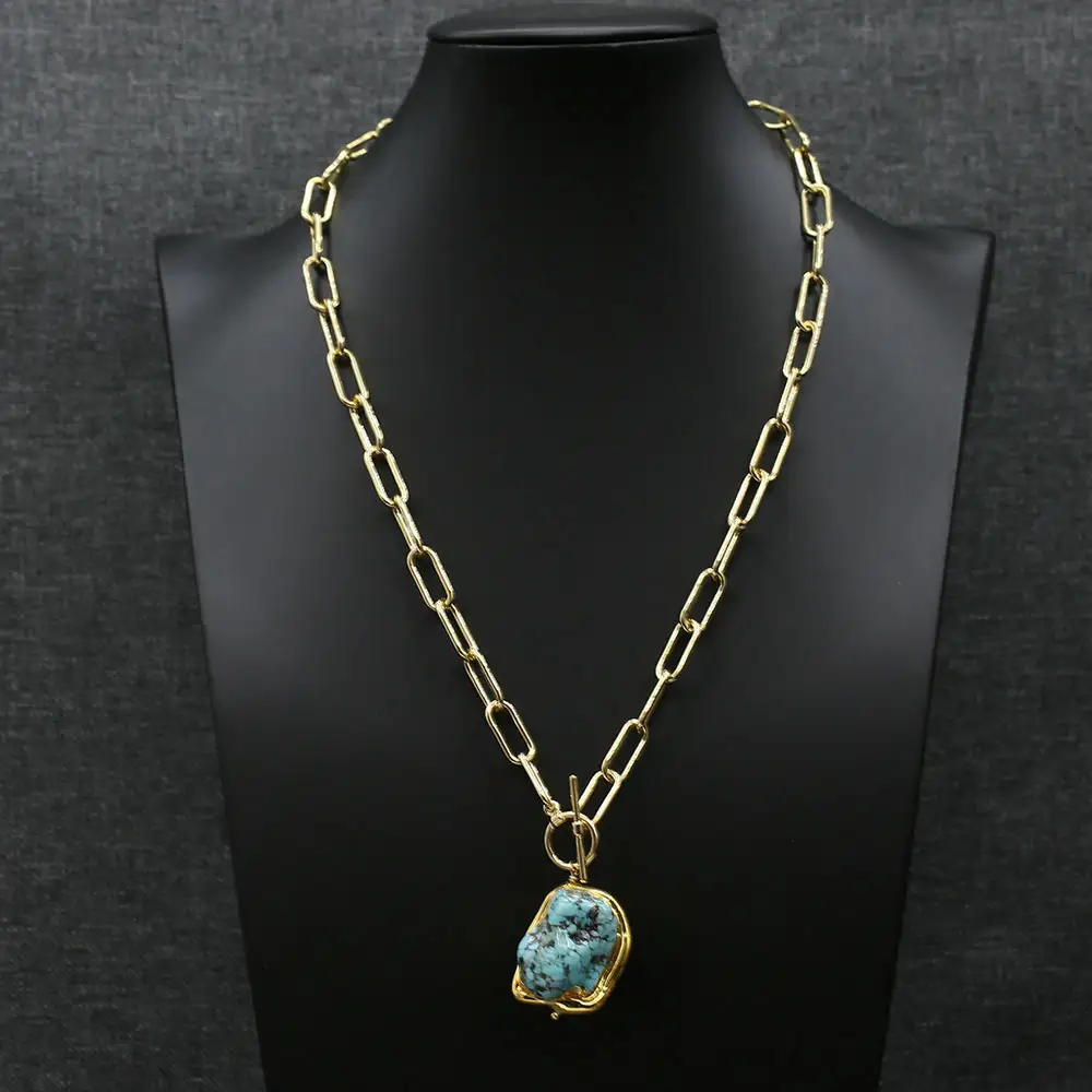 Blue Turquoise Gold-plated Necklace