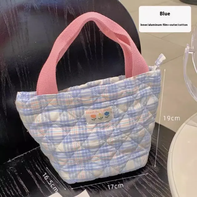 Insulation Lunch Box Bag Portable Tote Thick Aluminum Foil Waterproof Blue - Shop at LoveMi