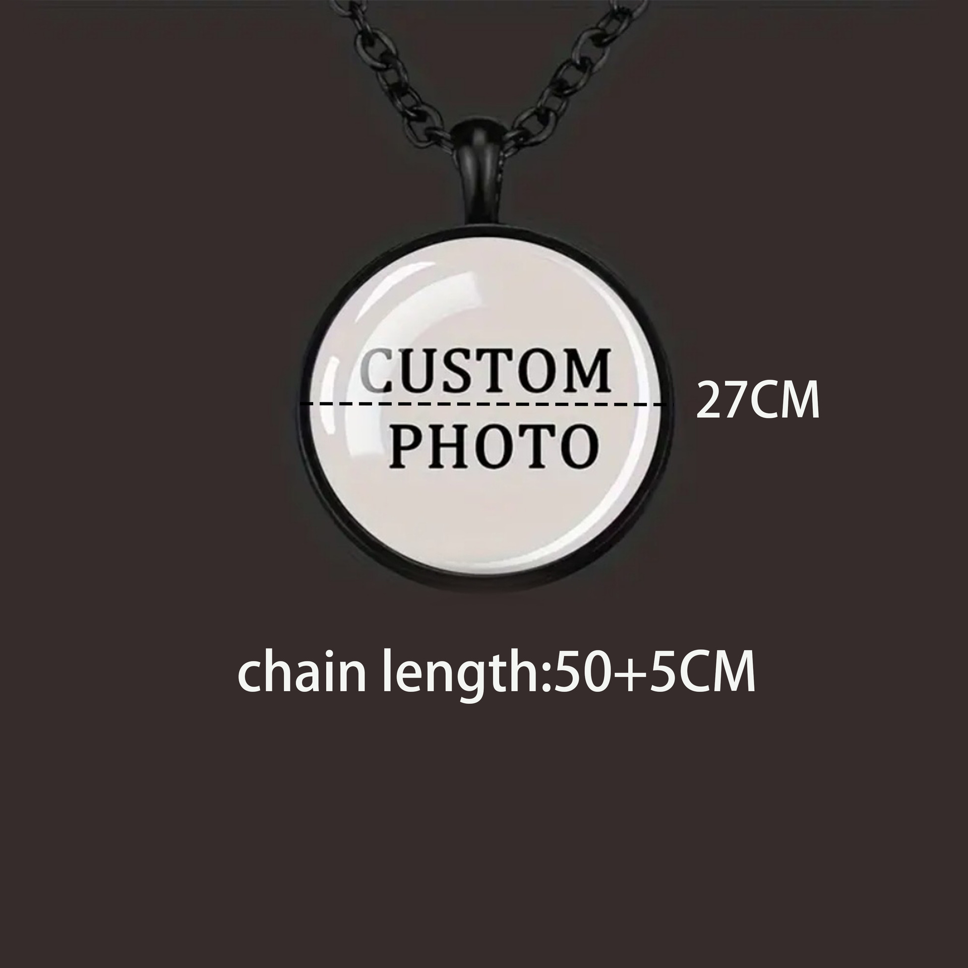 Commemorative Heat Transfer Disc Shaped Photo Frame Pendant Necklace