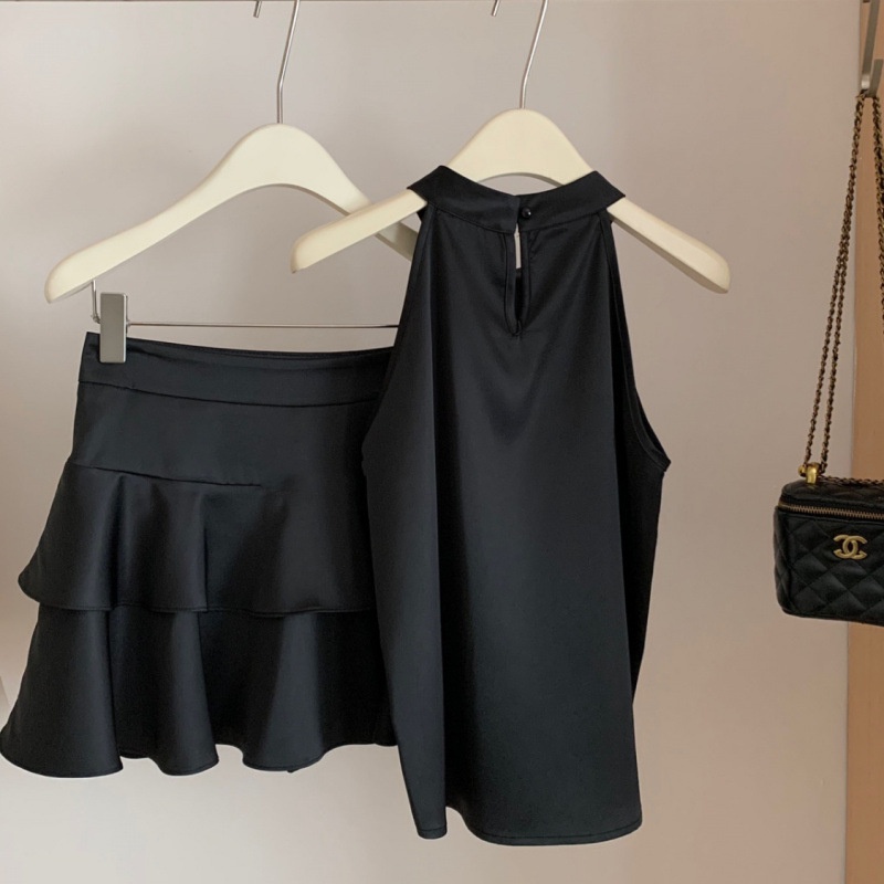 Camisole Halter Top High Waist Slimming Skirt Suit