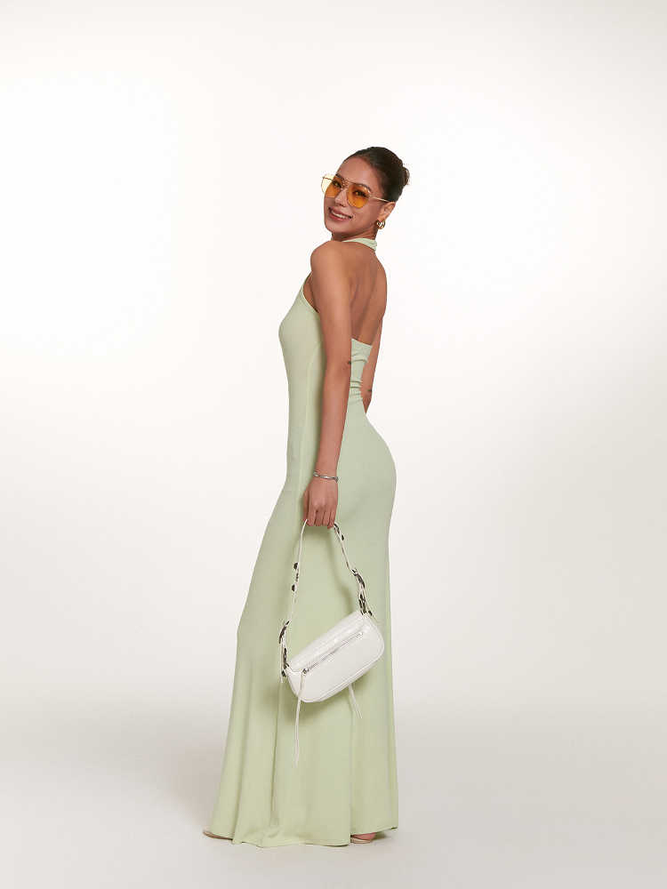 Waist-tight Hip-wrapped Vacation Backless V-neck Halter Dress