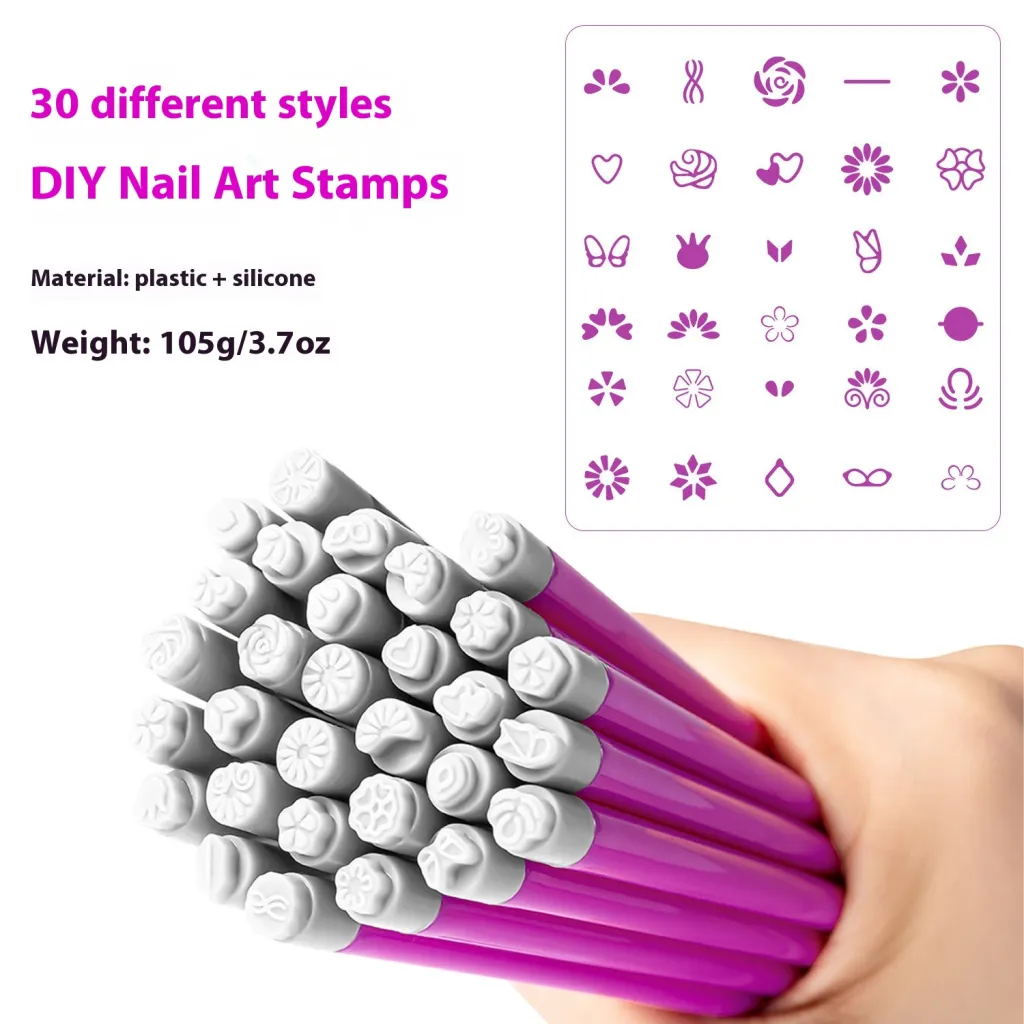 Nail Brush Nail Art Printing Pen DIY Silicone Stamp Pen Transfer Marker Pen - 30 Pieces Suit