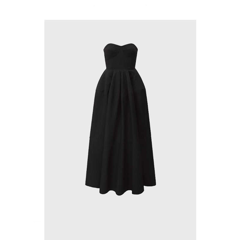 Black Tube Top Dress French Midi Dress