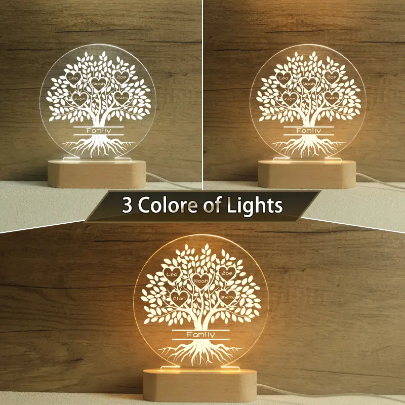 Family Tree Name UV Printing USB Night Light