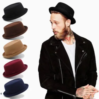 Men's Retro Head Circumference Adjustable Flat Top Fedora Hat