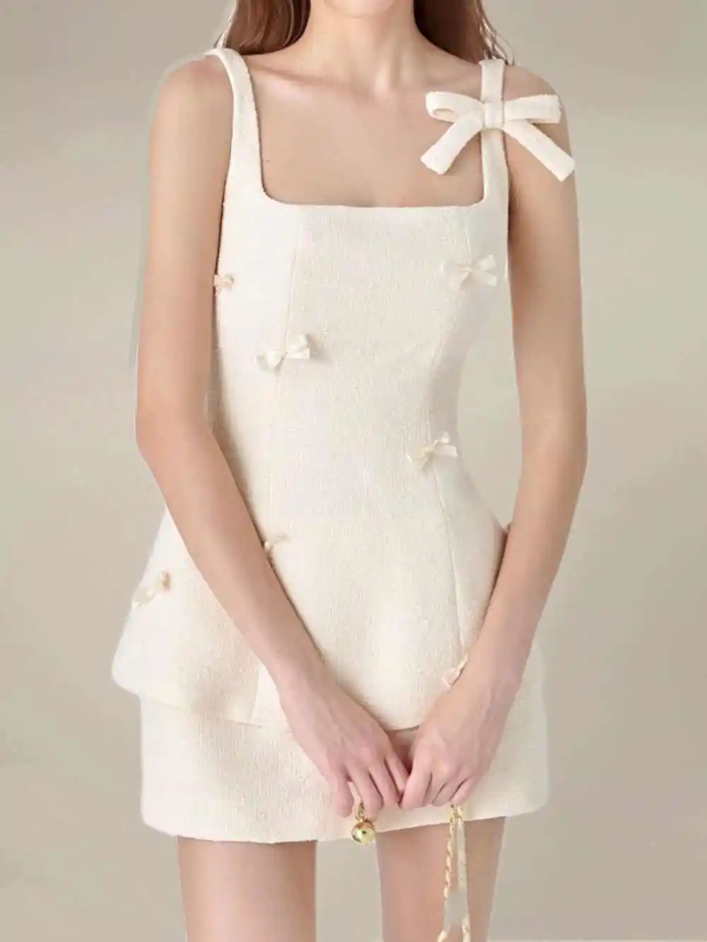 Sequined Bow Diamond Camisole Short Skirt Two-piece Set