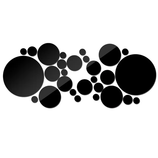 Big And Small Circles Mirror Sticker 3D Stereo Acrylic Wall Decoration Black - Shop at LoveMi