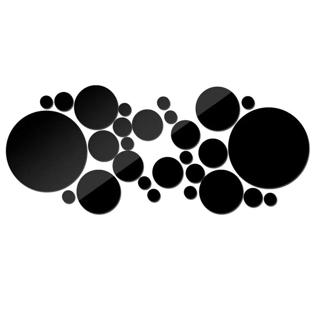 Big And Small Circles Mirror Sticker 3D Stereo Acrylic Wall Decoration - Black