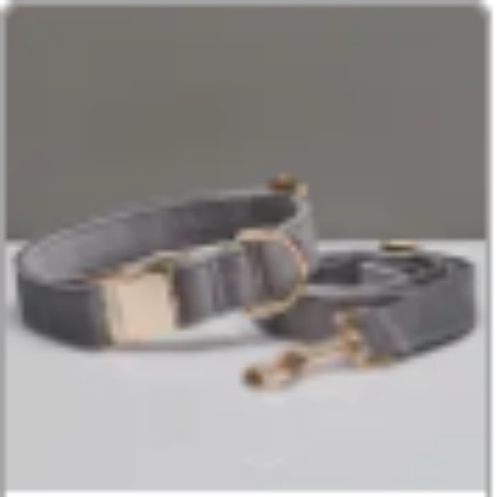 Multiple Colour Velvet Personalise Dog Collar Leash Set With Bow Grey Set - Shop at LoveMi