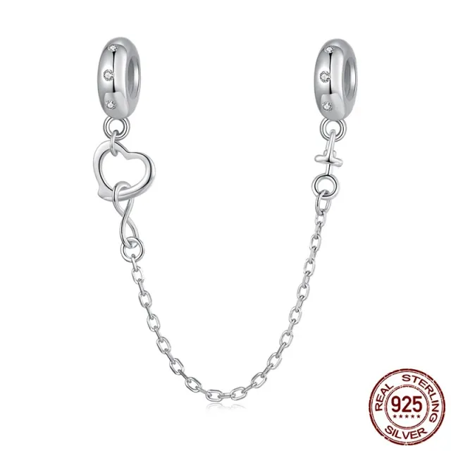 Silver Ziyun Infinite Love Silicone Safety Chain 925 Silver DIY Bracelet String Beads Sub accessories Charm Mother's Day Scc3050 - Shop at LoveMi