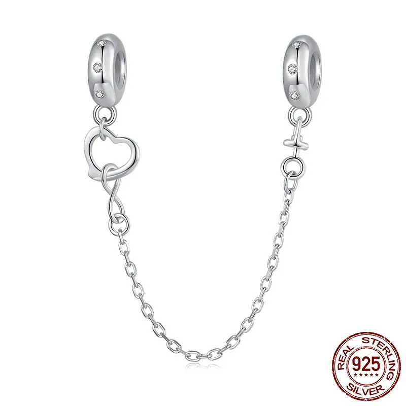 Silver Ziyun Infinite Love Silicone Safety Chain 925 Silver DIY Bracelet String Beads Sub-accessories Charm Mother's Day - Scc3050