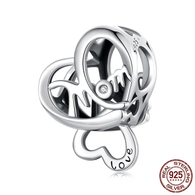 Herz Beaded MOM 925 Silver Heart shaped String Beads DIY Bracelet Accessories Scc3049 - Shop at LoveMi