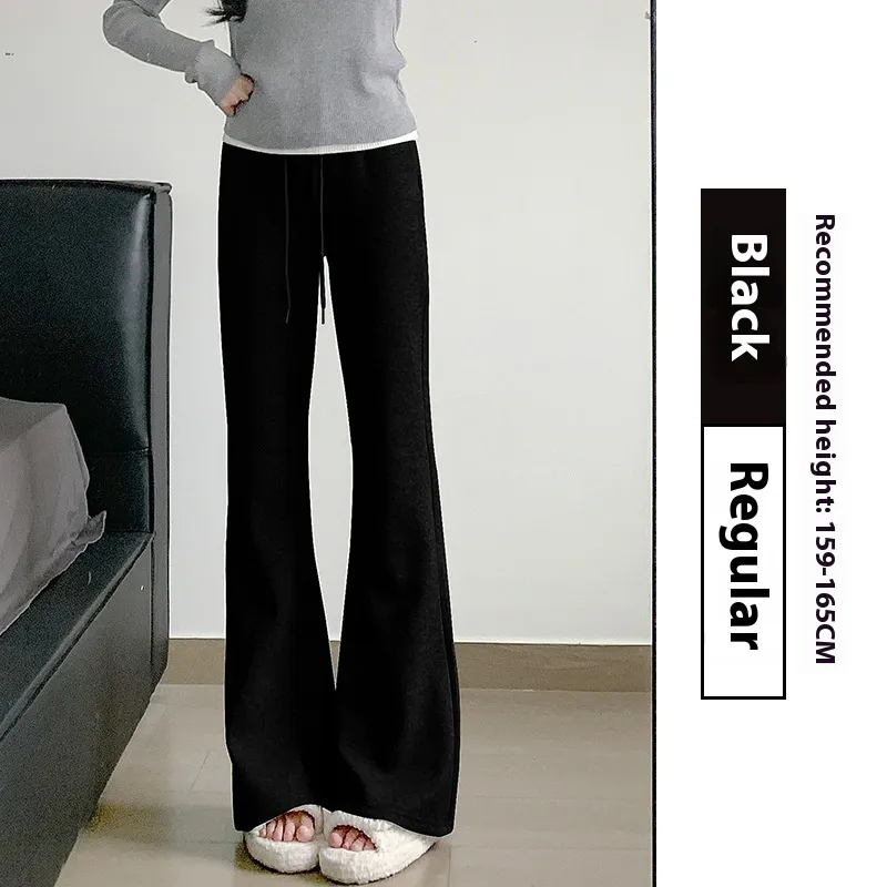 Women's Spring And Autumn High Waist Slimming And Straight American Pants - Black