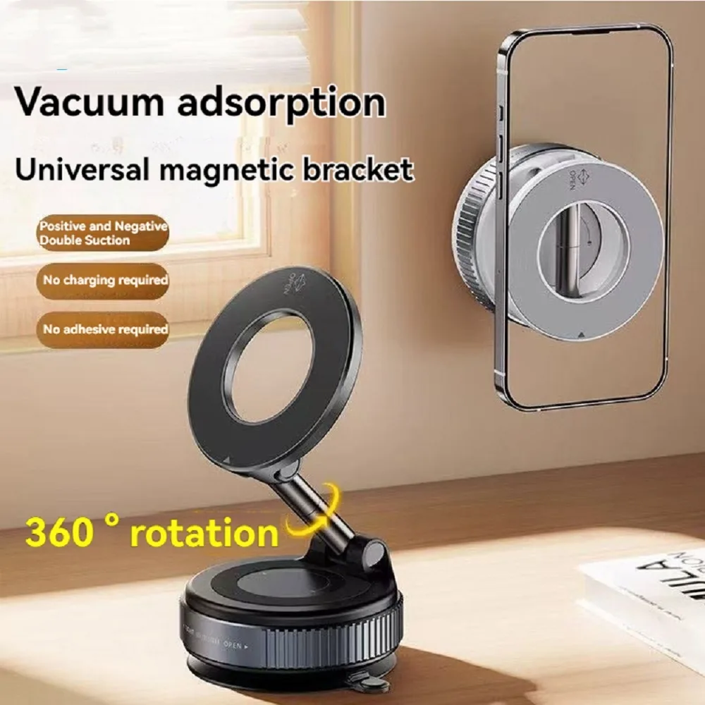 Magnetic Phone Holder with Vacuum Suction Foldable Adjustable Car