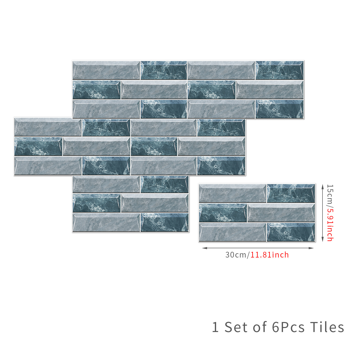 European-style Retro Wall Stickers Kitchen Greaseproof Stickers Self-adhesive Wall Decorative Creative Brick Pattern Tile Sticker Waterproof Removable