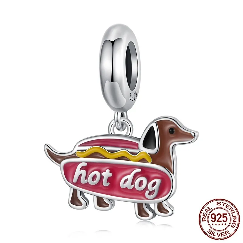 Sausage Dog Pendant S925 Silver Bead Accessories - Scc3040
