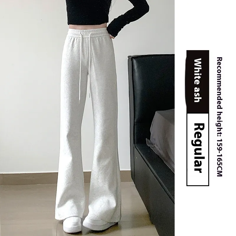 Women's Spring And Autumn High Waist Slimming And Straight American Pants - White Gray