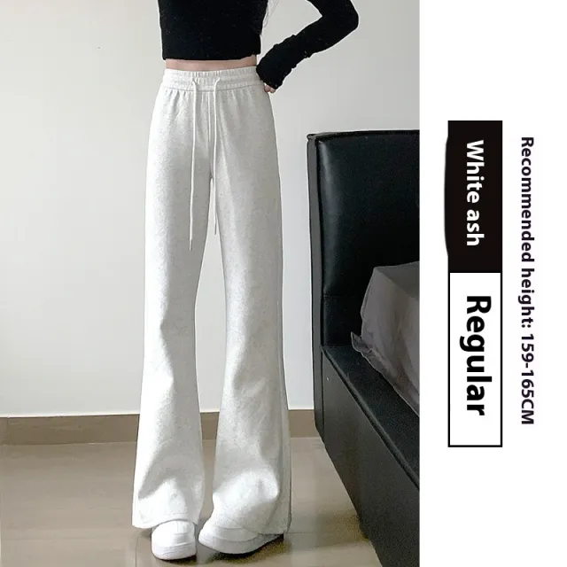 Women's Spring And Autumn High Waist Slimming And Straight American Pants White Gray - Shop at LoveMi