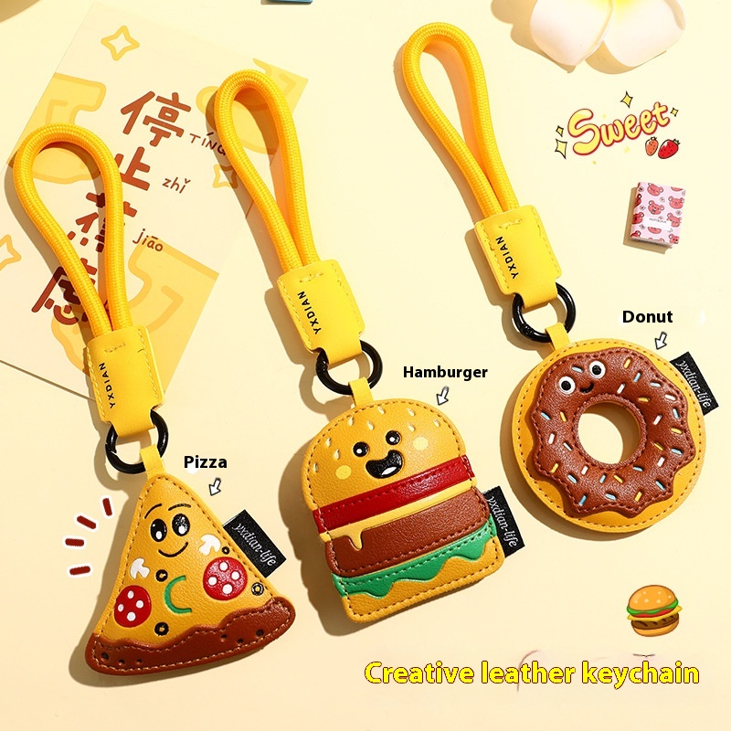 Creative Leather Foodie Pendant Boys And Girls Cute Food PU Leather Keychain