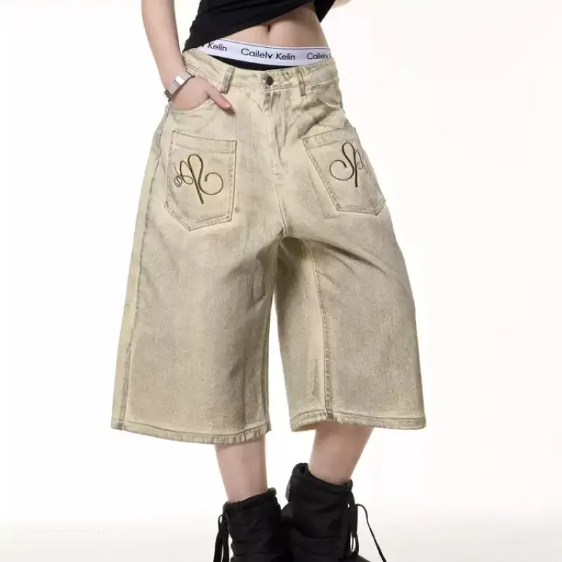 Retro Dirty Dyed Inside-out Wear Jeans Loose Washed-out - Apricot