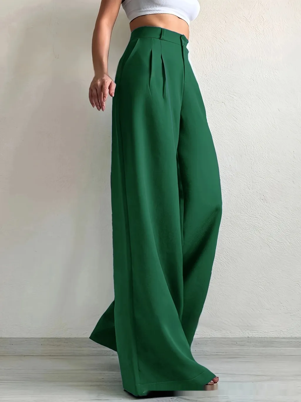 Elegant Solid Color High-grade Draping Formal Suit Trousers - 3 Green