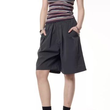 Retro Solid Color Shorts Men's And Women's Elastic Waist Loose All-matching
