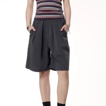Retro Solid Color Shorts Men's And Women's Elastic Waist Loose All-matching