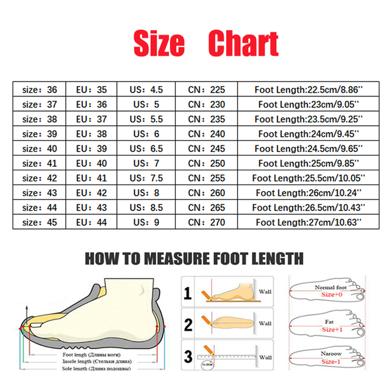 Size chart for chain wedge platform peep-toe sandals – EU 36 to 45 women's shoe size guide