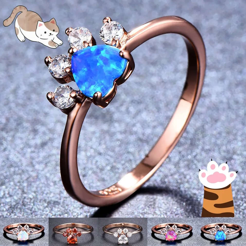Cute Cat-claw-shaped Rings Fashion Personality Rhinestone Ring Women's Jewelry