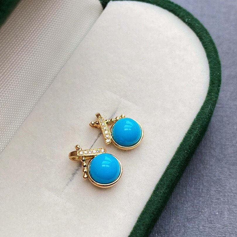 Natural Turquoise Egg Surface Ear Studs