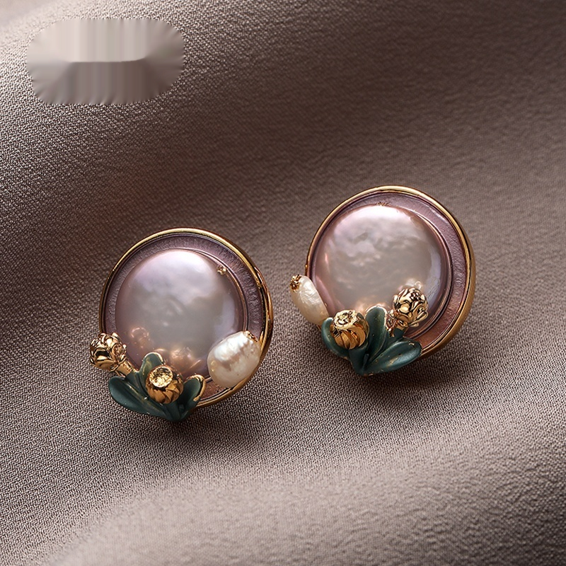 Natural Pearl High-grade Silver Pin Earrings Women