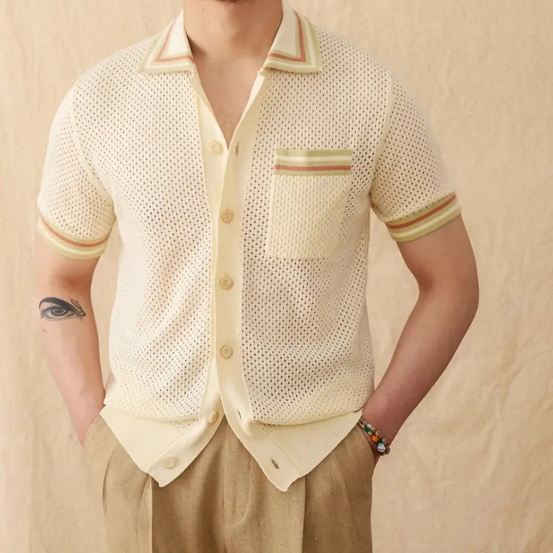 Refreshing Vacation Casual Pure Cotton Hollow Short Sleeve