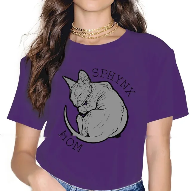 Women's Round neck Loose Casual Print Short Sleeve Purple - Shop at LoveMi