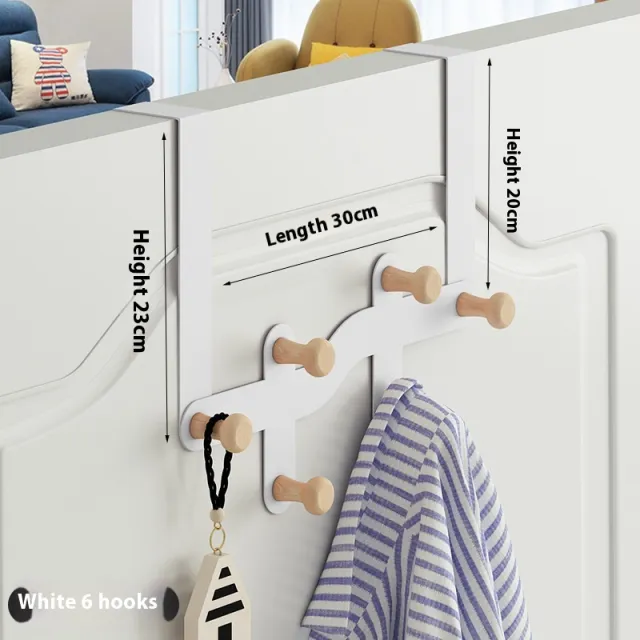 Hanging Clothes Rack Storage Hook Behind The Nail Free Door Ivory White 6 Hooks - Shop at LoveMi