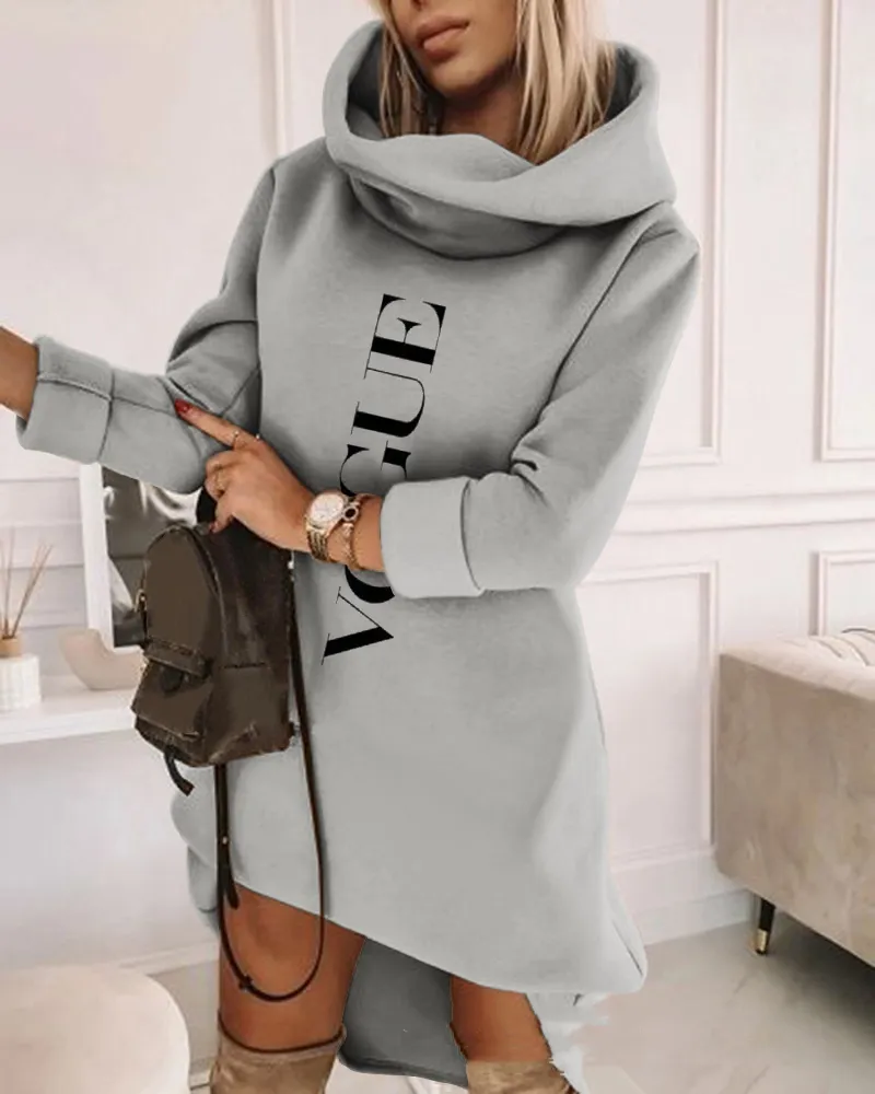Women's Turtleneck Hooded Mid-length Sweater - Lzs6106A1 Ga-S