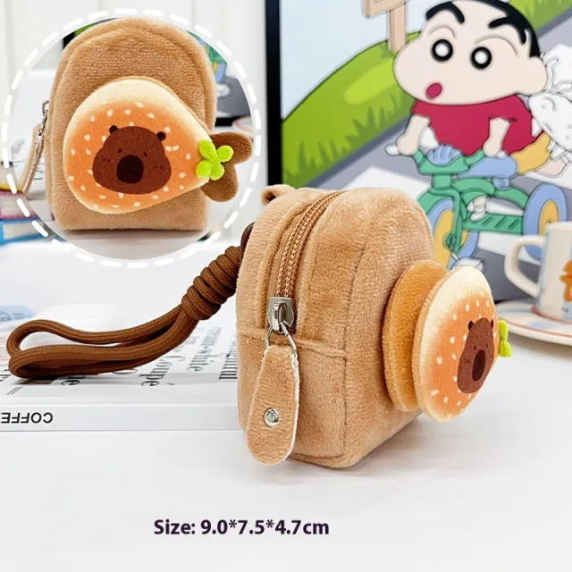 Kappabala Plush Coin Purse Children's Cute Schoolbag Pendant Storage Bag Chicken Leg Burger - Shop at LoveMi