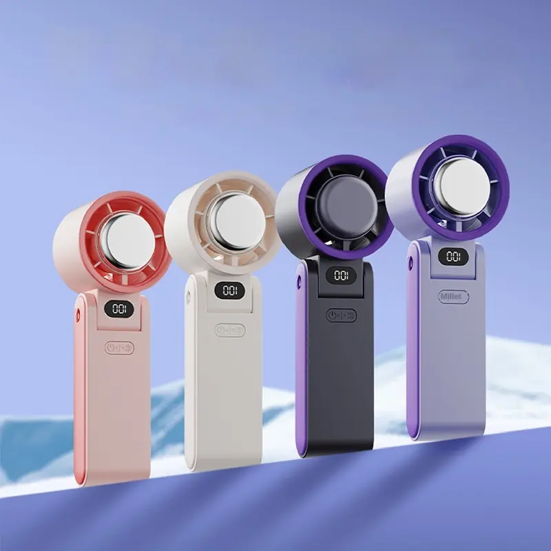 Folding Refrigeration Handheld Turbine High-speed Fan Digital Display Ice Compress Portable Outdoor Halter Fan